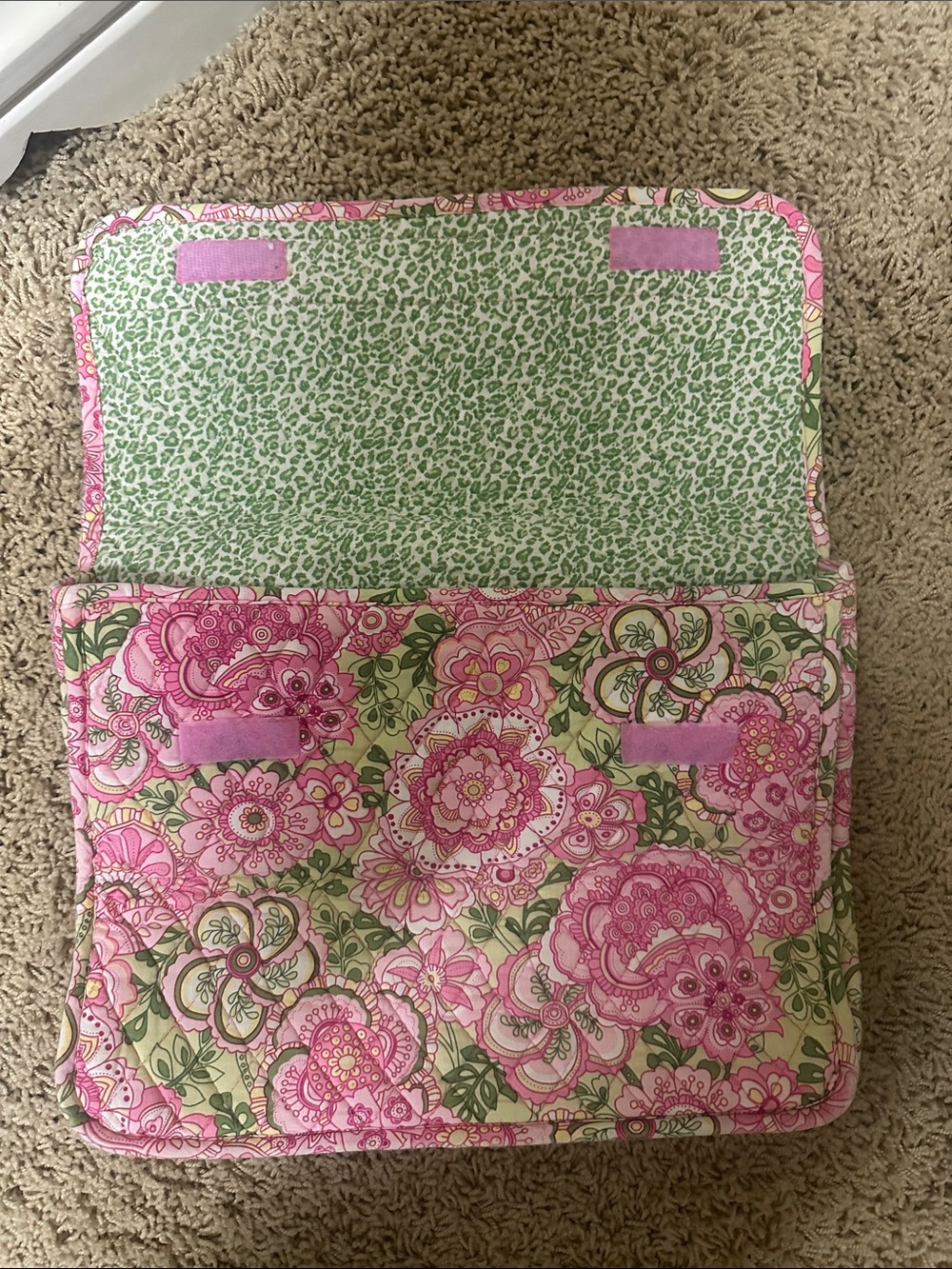 Vera Bradley Floral Quilted Laptop Case with Green Lining